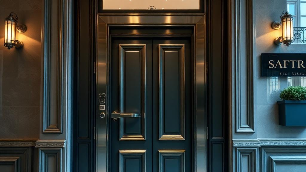 Porte d'entrée sécurisée d'un appartement parisien haussmannien avec serrure haute sécurité